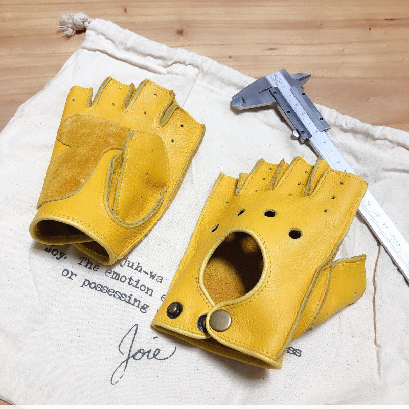 Leather Driving Glove - قفازات جلدية نصفية للرجال والنساء بتصميم