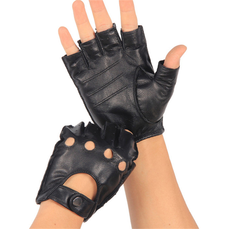 Leather Driving Glove - عالية الجودة جلد طبيعي نصف اصبع