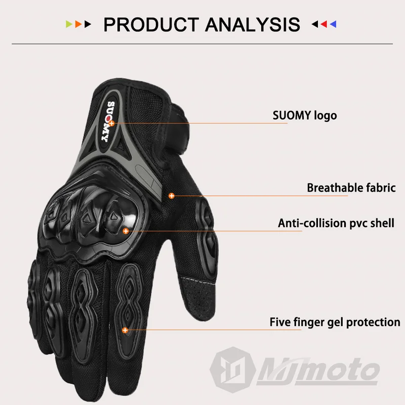 SUOMY الصيف لمس قفازات للدراجا - مراجعة Motorcycle Glove Knuckle وسعره